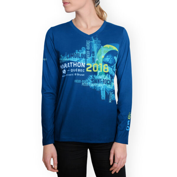 T-shirt manche longue en polyester pour le Marathon Québec SSQ